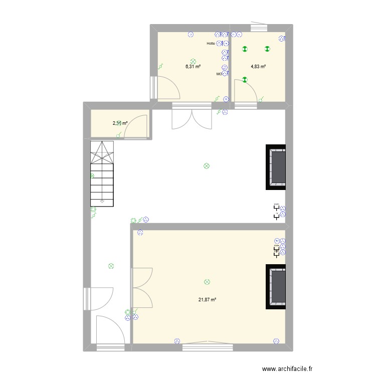 LMCB saint geours BAS. Plan de 4 pièces et 35 m2