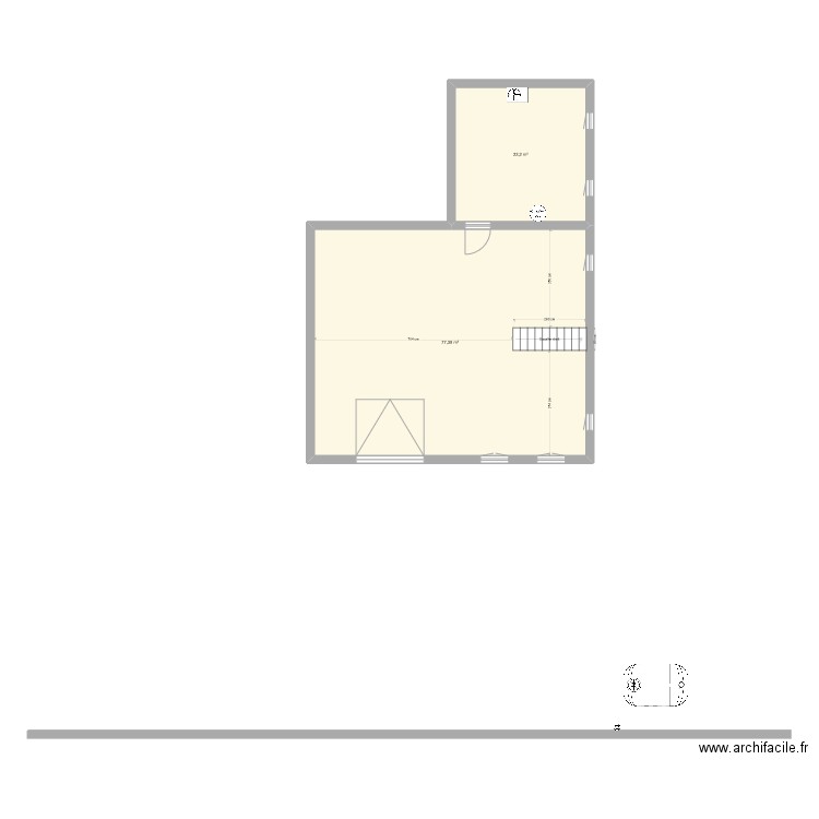 Maison campagne. Plan de 2 pièces et 100 m2