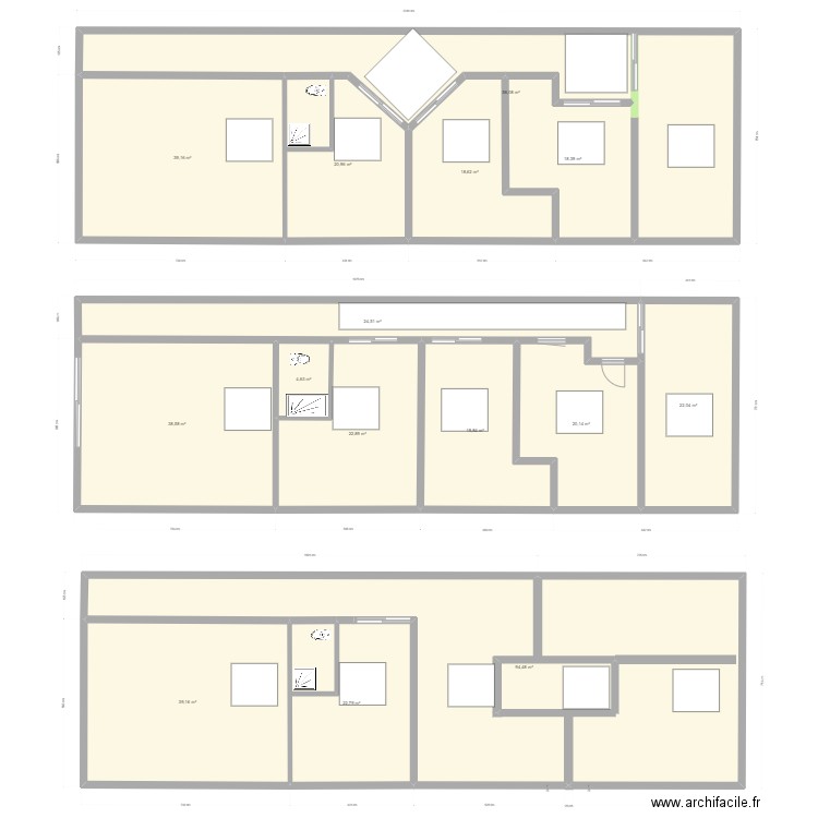 Atelier 3. Plan de 15 pièces et 462 m2