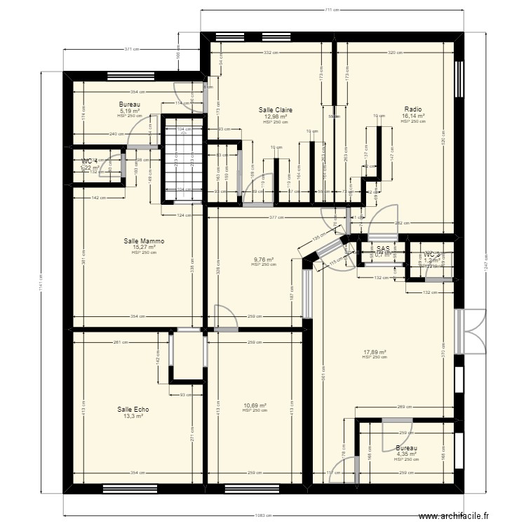 94 Villeneuve le roi 75 calmette Existant Jordan. Plan de 20 pièces et 199 m2