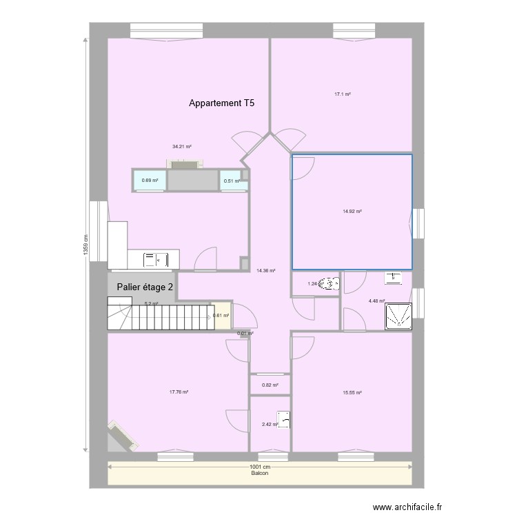 Pasteur Etage 2 actuel. Plan de 0 pièce et 0 m2