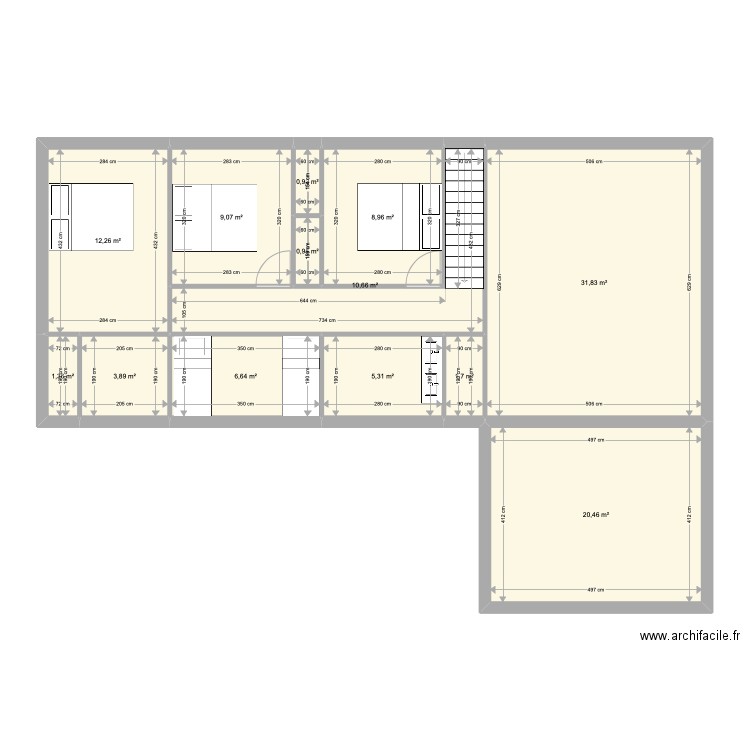 soulac R+1 v3 3 chambres. Plan de 13 pièces et 114 m2