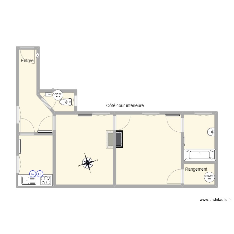 109 Bac B 102. Plan de 7 pièces et 47 m2