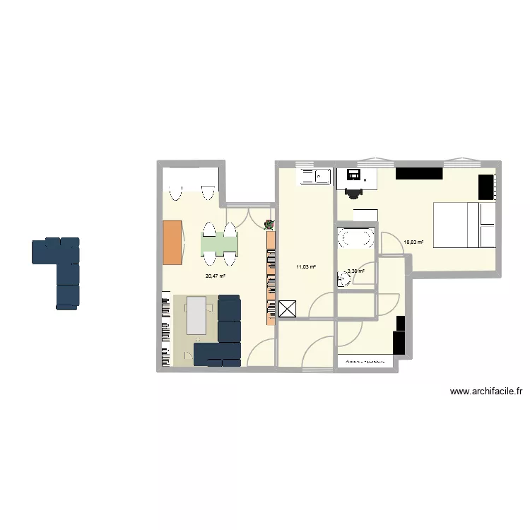 Sombrereria. Plan de 4  et 54 m²
