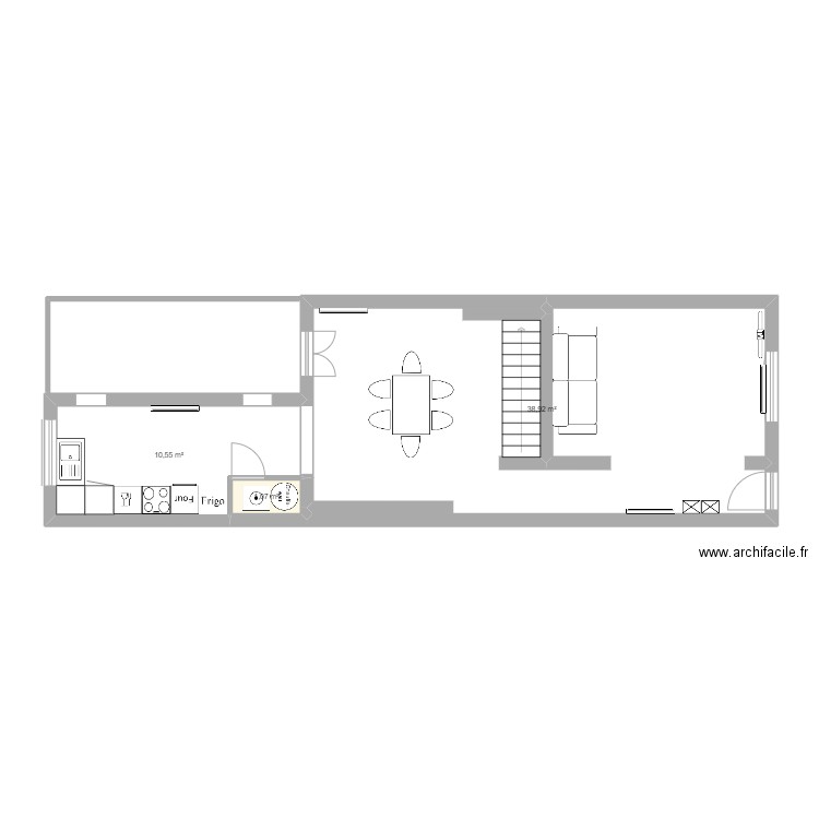 roussay. Plan de 3 pièces et 51 m2