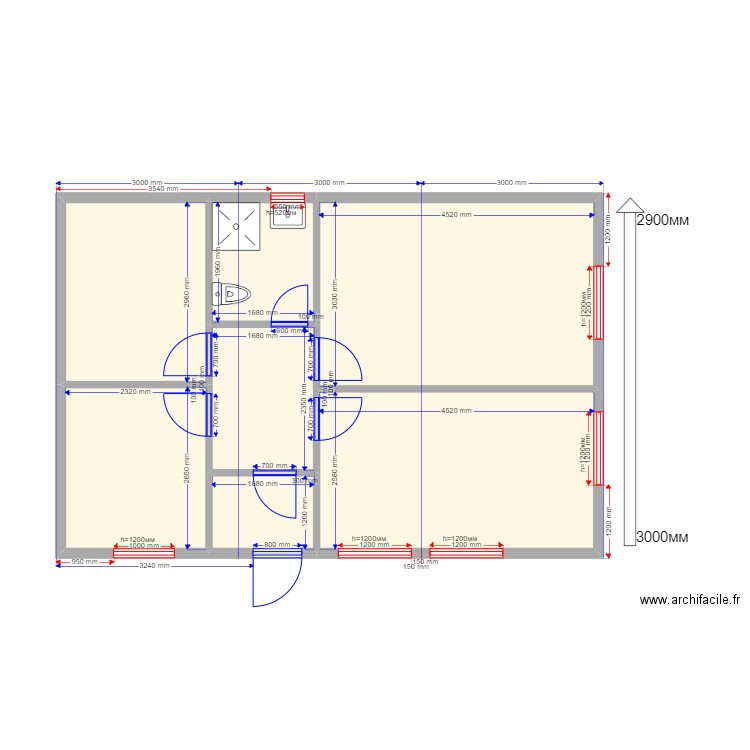 Яхт-Клуб.. Plan de 7 pièces et 48 m2