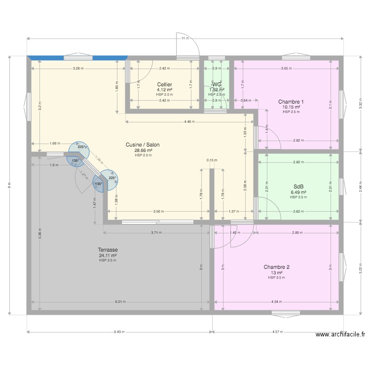 Plan T3 V1. Plan de 0 pièce et 0 m2