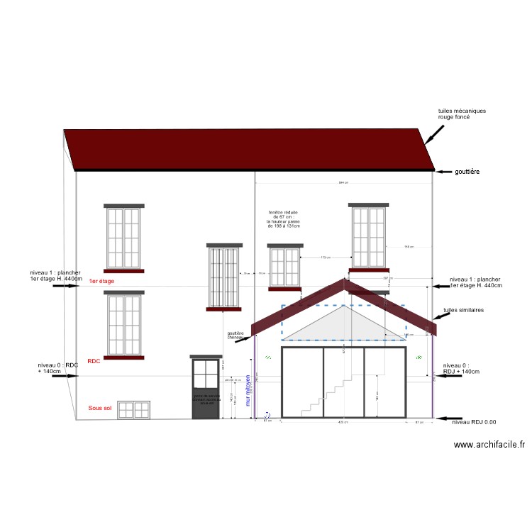 DP4 SO Plan de façade Sud Ouest PROJET NEW version clean. Plan de 0 pièce et 0 m2