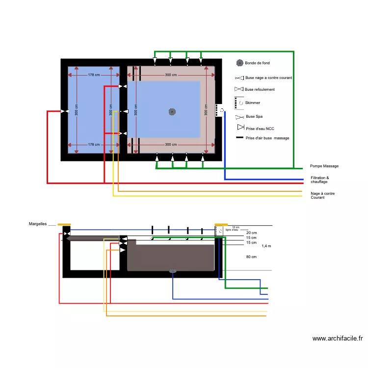 piscine. Plan de piscine. Plan de