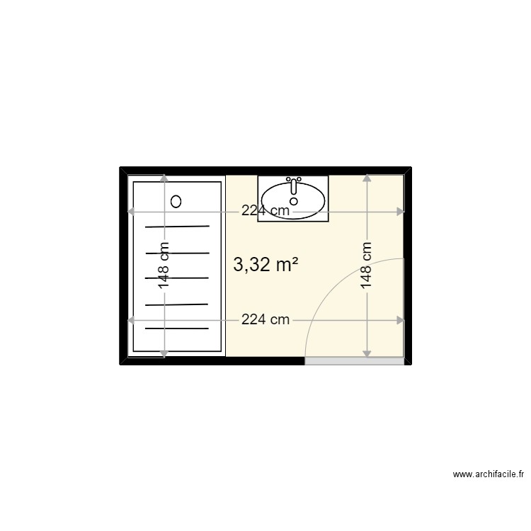 GUFFROY RENE - Plan 1 pièce 3 m2 dessiné par harmo59000