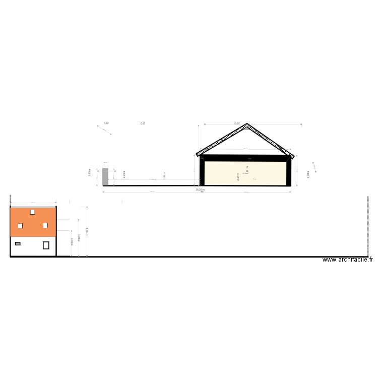 plan de coupe exemple2. Plan de 1 pièce et 20 m2