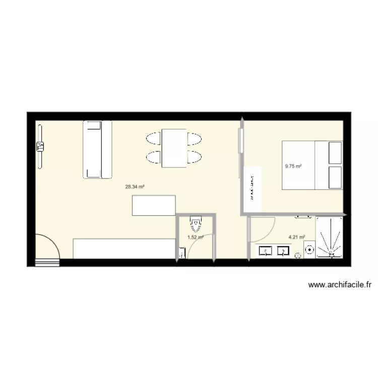appartement 45m2. Plan de appartement 45m2. Plan de