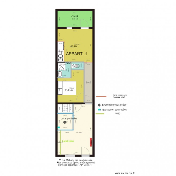 Plan de masse rez de chaussée 75 MABERLY après aménagements. Plan de 0 pièce et 0 m2