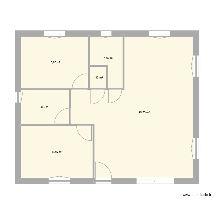 Cesseras. Plan de 6 pièces et 74 m2