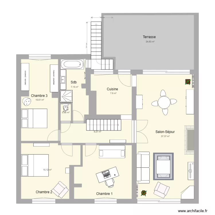 Etage Maison Fanny. Plan de 
