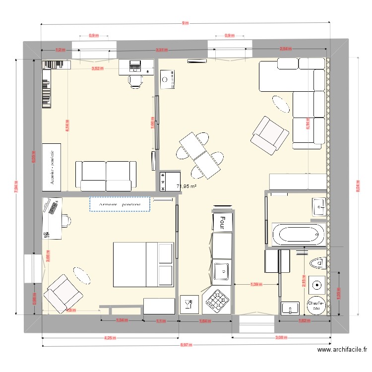 étage II. Plan de 1 pièce et 72 m2