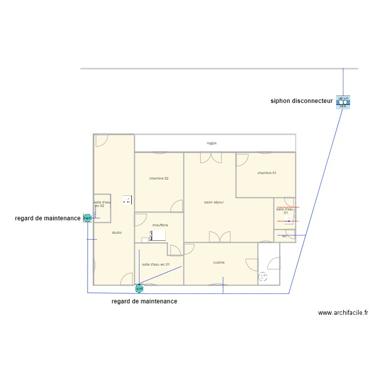 salin 1222 ass. Plan de 12 pièces et 129 m2