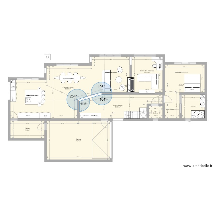 rdc seul. Plan de 8 pièces et 156 m2