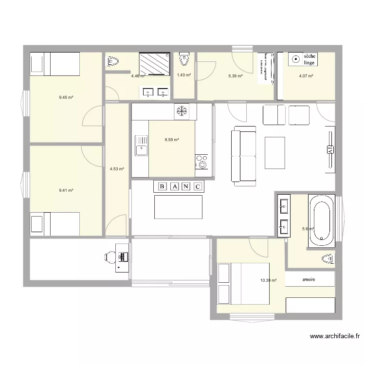Maison id&eacute;ale. Plan de 