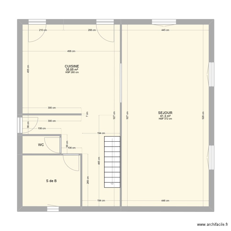 HARIBEY. Plan de 4 pièces et 87 m2