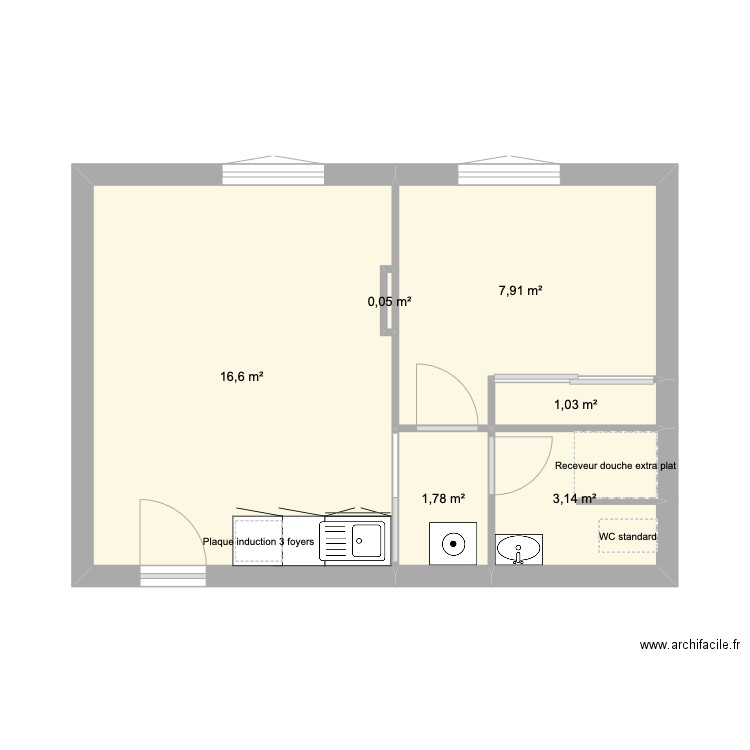 Comte Granchant. Plan de 6 pièces et 31 m2