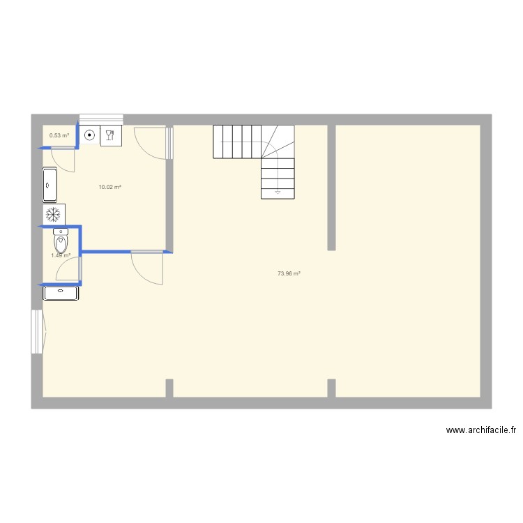 Sous-sol 2. Plan de 4 pièces et 86 m2