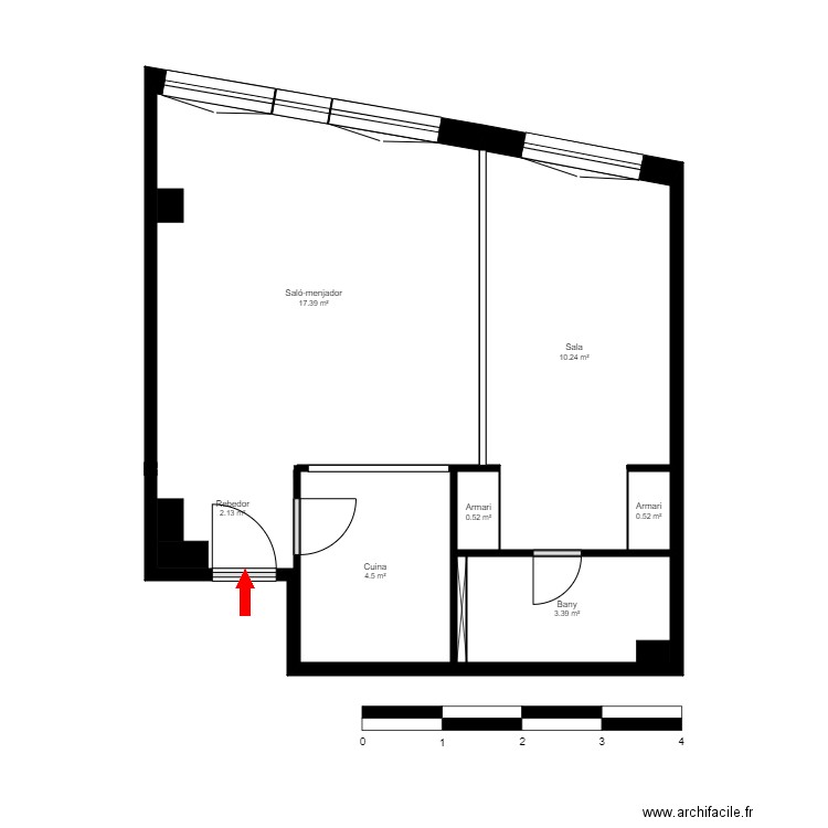 ED. EL TOLL, 3-6. ESCALDES. Plan de 9 pièces et 48 m2