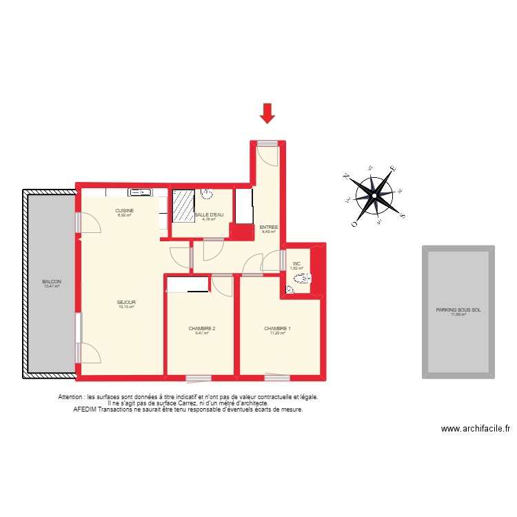 BI10491. Plan de 15 pièces et 89 m2