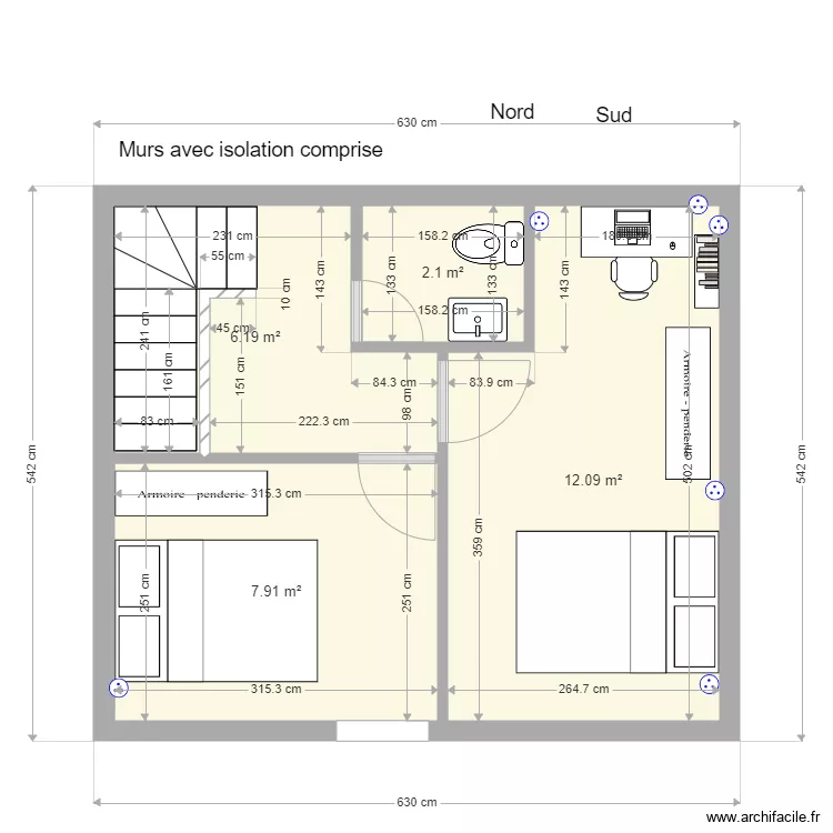 Etage Bodiguel middle Option 2. Plan de 