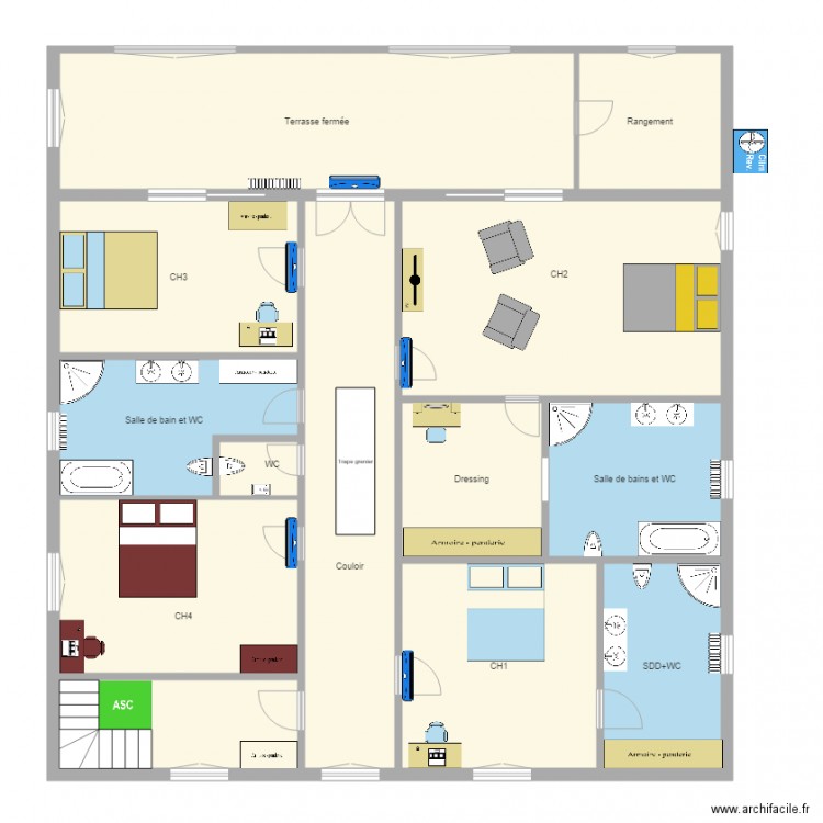 etage avec rampe acces garage. Plan de 0 pièce et 0 m2