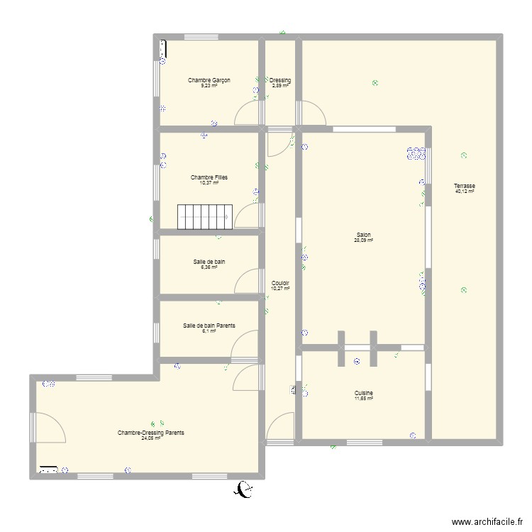 Maison Frédo. Plan de 11 pièces et 167 m2