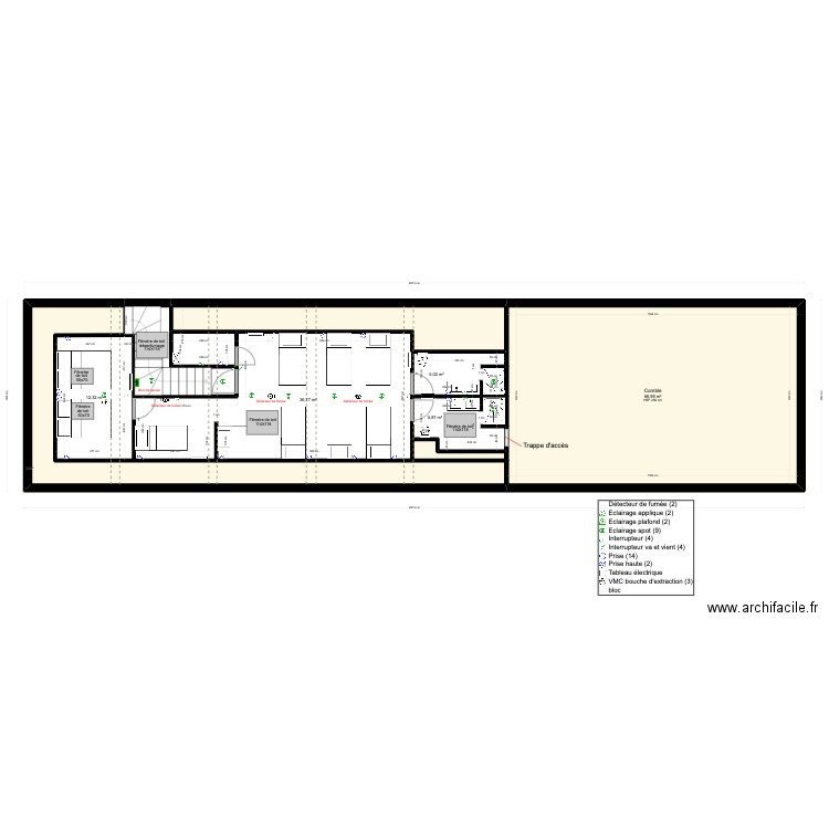 Dortoir grand caugy. Plan de 10 pièces et 172 m2