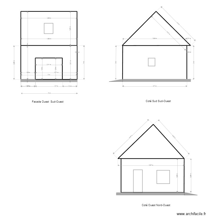 Garage avant. Plan de 4 pièces et 45 m2