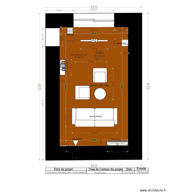 Agencement salon plan vue de dessus Proposition 1 modifier final. Plan de 0 pièce et 0 m2