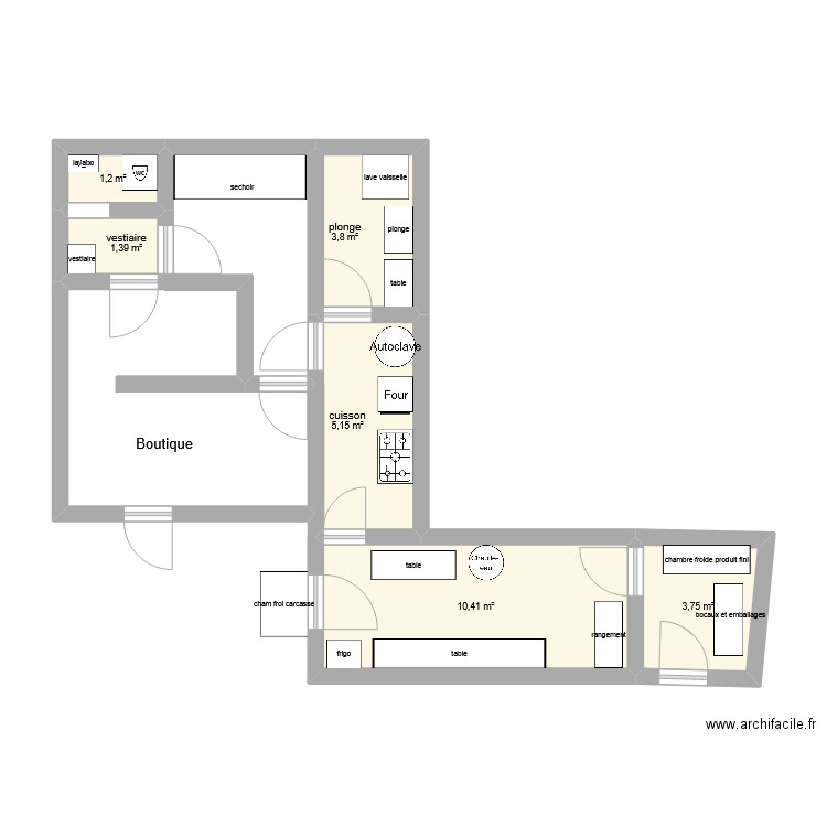 vrai labo. Plan de 6 pièces et 26 m2