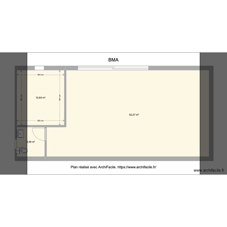 BMA. Plan de 3 pièces et 66 m2