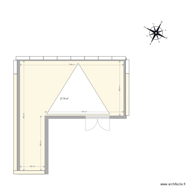 Toit Terrasse. Plan de 1 pièce et 38 m2