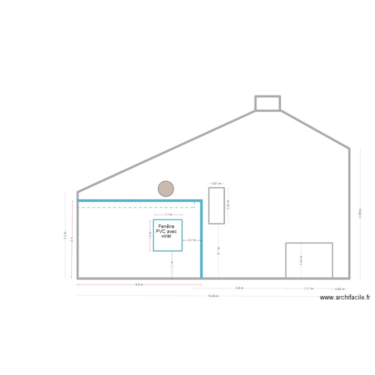 DP4 Façade Ouest Après 04_2023. Plan de 3 pièces et 4 m2