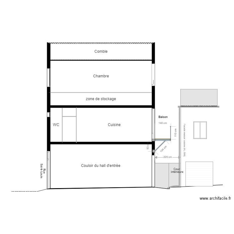 Balcon plan de coupe projet. Plan de 0 pièce et 0 m2