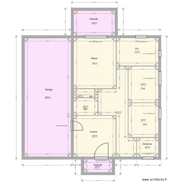 Fuentes. Plan de 12 pièces et 189 m2