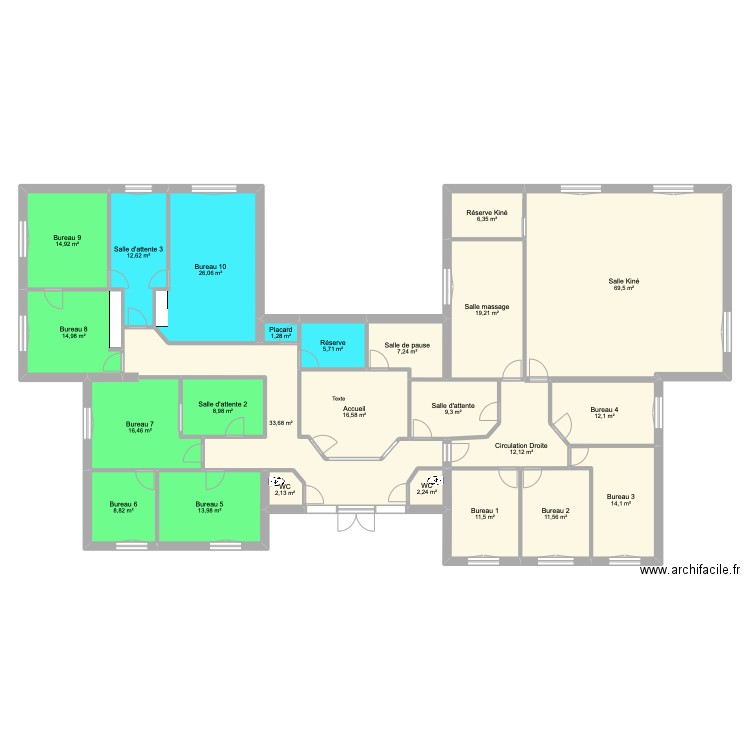 Proposition 3. Plan de 24 pièces et 351 m2