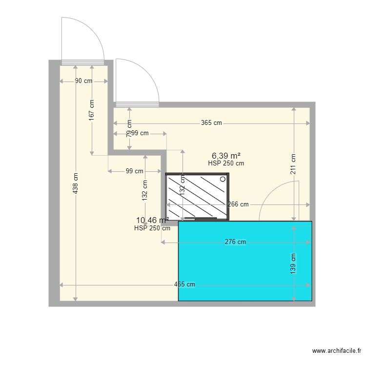 RENNES AQUA CENTER SOLO Projet 1. Plan de 2 pièces et 17 m2