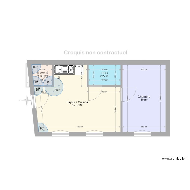 Projet Nicolet. Plan de 4 pièces et 29 m2