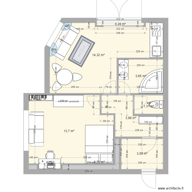 amenagement bas v rBnB. Plan de 0 pièce et 0 m2