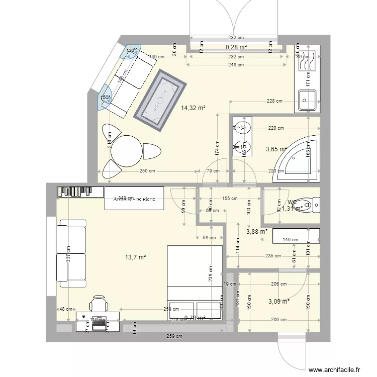 amenagement bas v rBnB. Plan de 