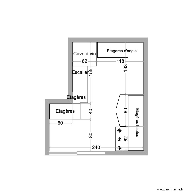 Cellier. Plan de 1 pièce et 6 m2