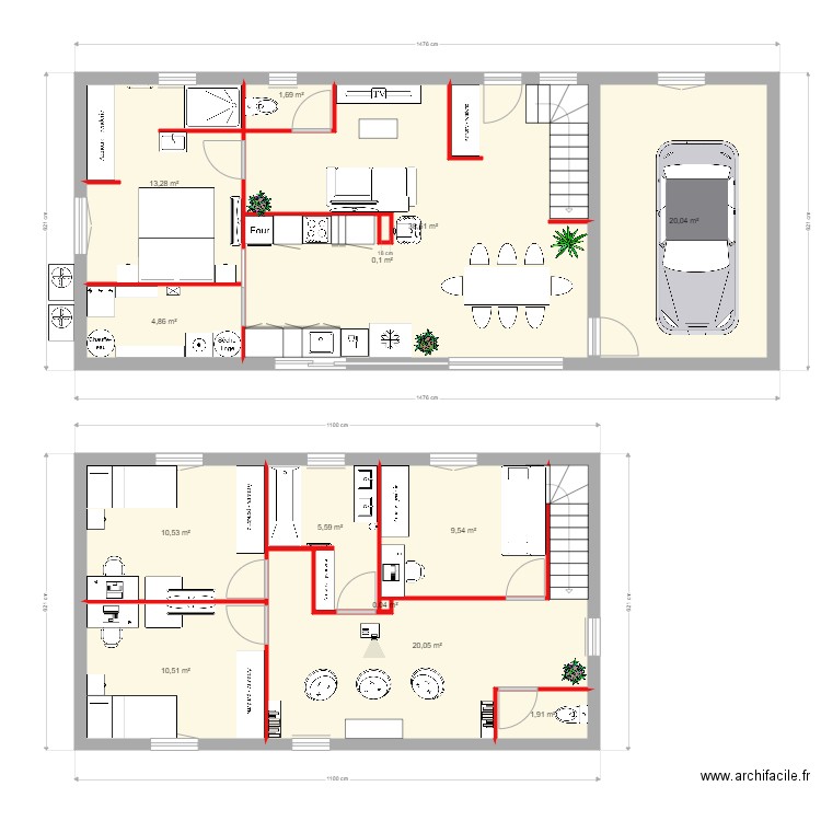 maison etage hh. Plan de 0 pièce et 0 m2