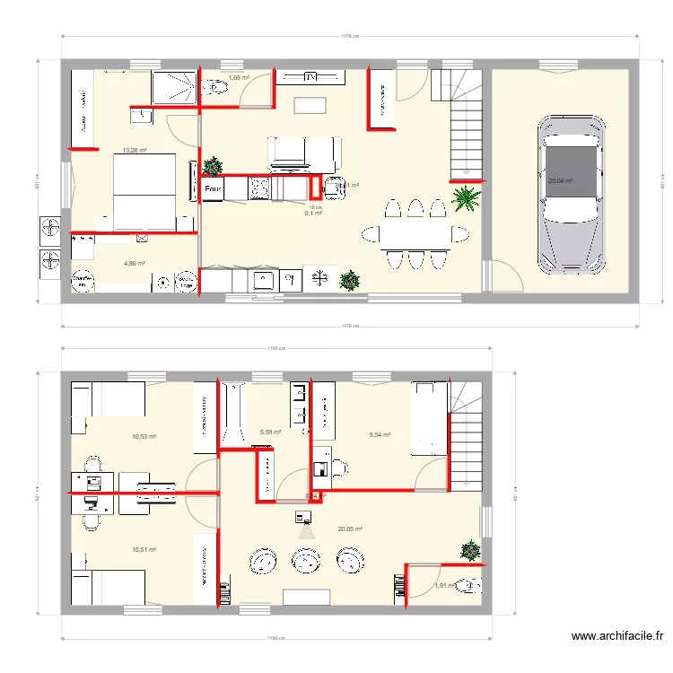 maison etage hh. Plan de 