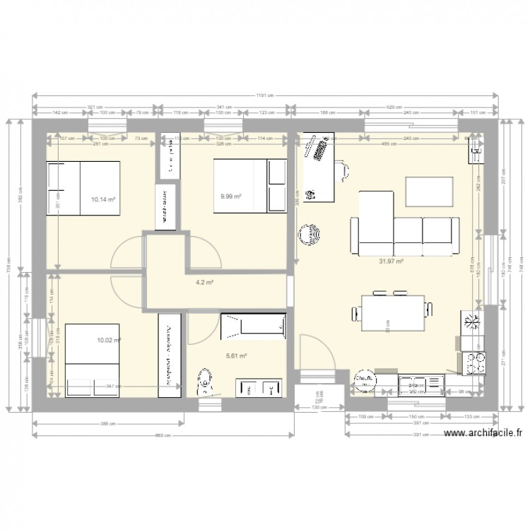 plan maison 70m2. Plan de 0 pièce et 0 m2