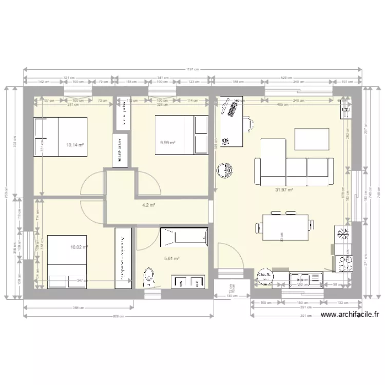 plan maison 70m2. Plan de 